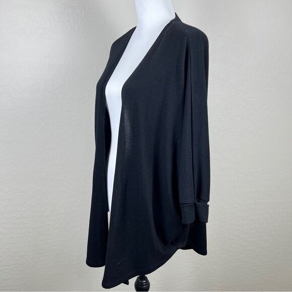 Karen Kane Black Open Front Cardigan Hi Low Dolman Sleeve Stretch Knit Small - Picture 2 of 9